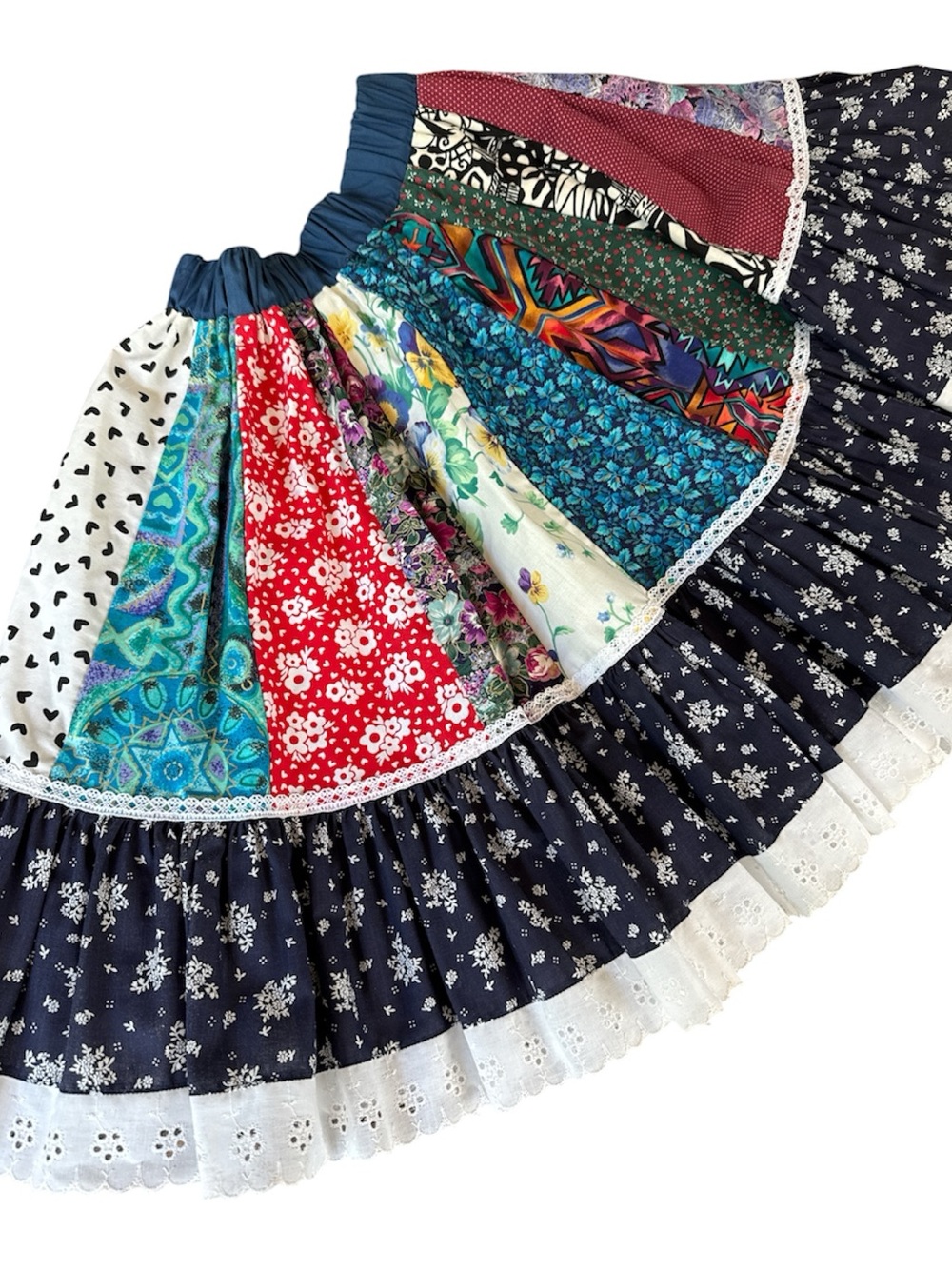 Fun & Fancy vintage 80’s patchwork full square dancing rodeo western skirt S/M